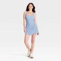 Women's Knit Side-Tie Active Dress - JoyLab Dark Blue Plaid Floral
