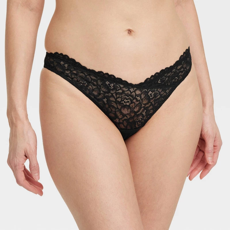 Women's Fashion Lace Thong Underwear - Auden Black