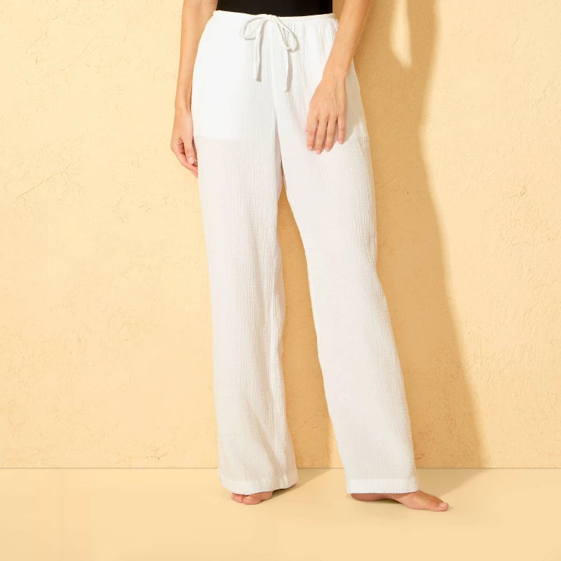 Women's Gauze Swim Cover Up Pants - Shade & Shore White