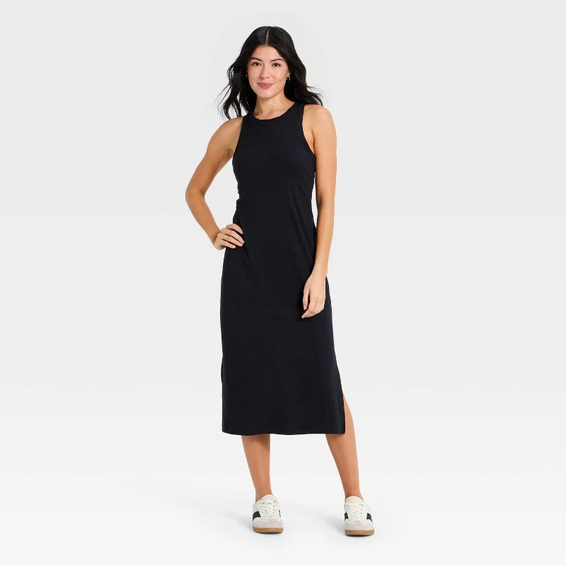 Women's Modal Ribbed Midi Dress - All In Motion Black