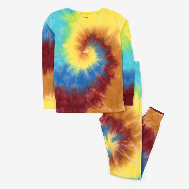 Leveret Kids Two Piece Cotton Pajamas Swirl 1 Tie Dye 14 Year