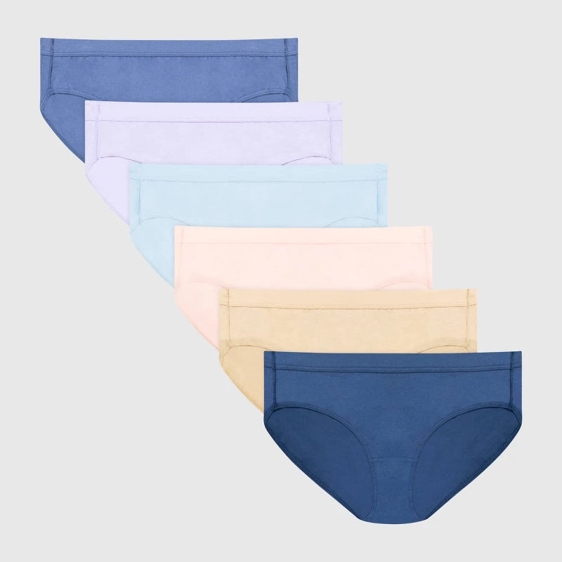 Hanes Women's 6pk Pure Comfort Organic Cotton Hipster Underwear - Colors May Vary