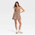 Women's Drop Waist Smocked Active Dress - JoyLab Light Taupe Floral