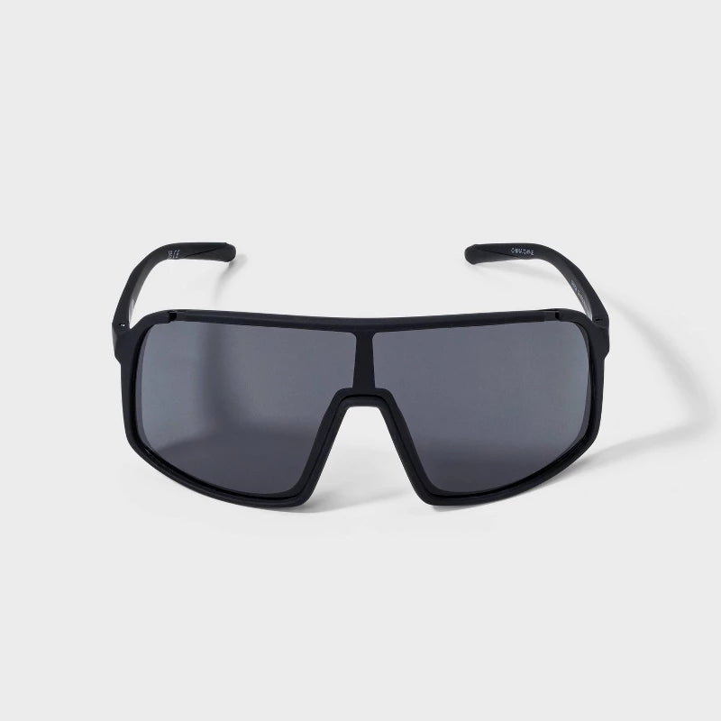 Men's Rubberized Plastic Shield Sunglasses - All In Motion Black