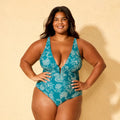 Women's Full Coverage Plunge One Piece Swimsuit - Shade & Shore Multi