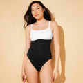 Women's Scoop Neck High Leg Medium Coverage One Piece Swimsuit - Shade & Shore Black