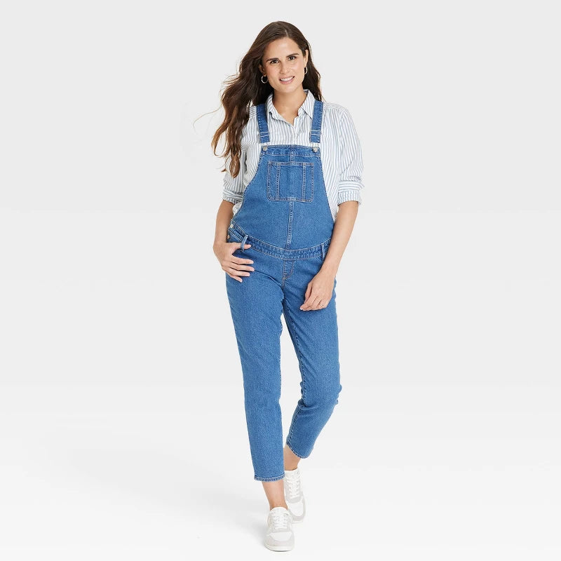 Denim Overalls Maternity Jumpsuit - Isabel Maternity by Ingrid & Isabel Medium Wash
