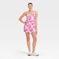 Women's Knit Side-Tie Active Dress - JoyLab Red Tropical Floral
