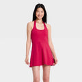 Women's Knit High Neck Halter Active Dress - All In Motion Red