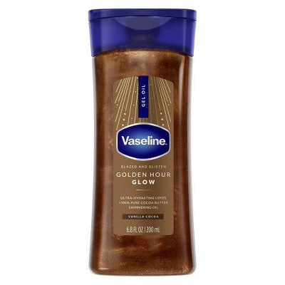 Vaseline Glazed & Glisten Vanilla Cocoa Shimmering Gel Body Oil - Golden Hour Glow - 6.8 f