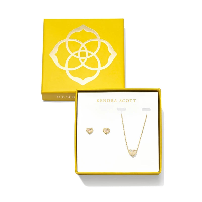 Kendra Scott Anna Pendant Necklace and Stud Earring Gift Set - Gold/White