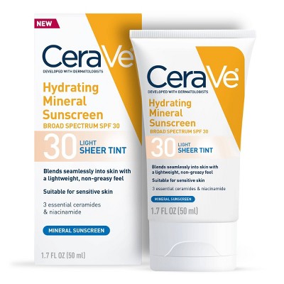 CeraVe Hydrating Mineral Tinted Face Sunscreen Lotion - SPF 30 - Light - 1.7 fl oz