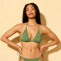 Women's Palm Crochet Triangle Bikini Top - Shade & Shore Green