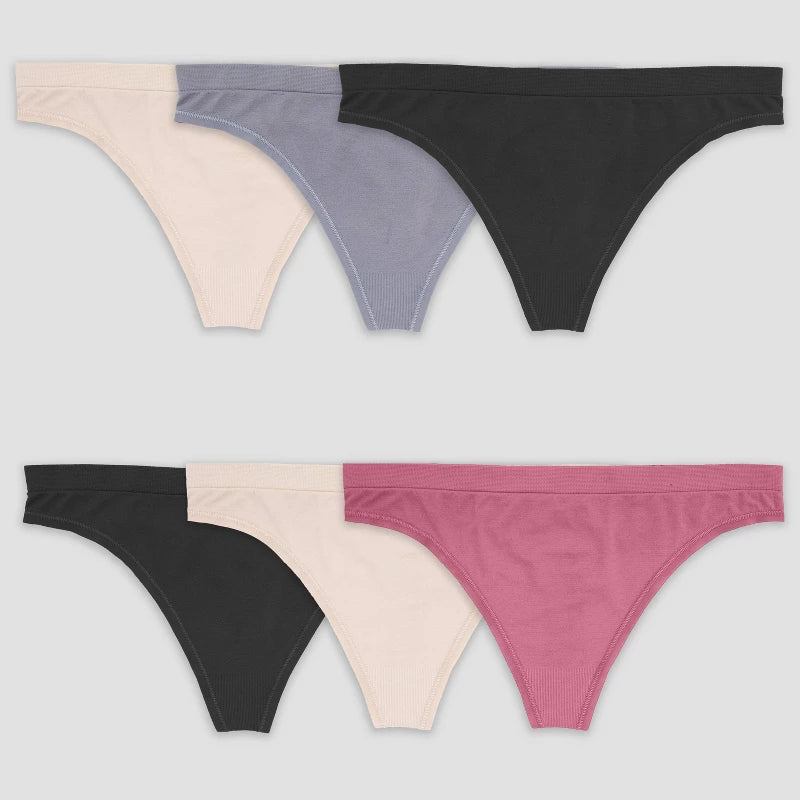 Fruit of the Loom Women's 6pk Seamless Thong Underwear- 6 (Please be advised that sets may