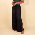 Lands' End Women's Crochet Side Slit Cover Up Pants - Black
