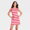 Women's Knit High Neck Active Dress - All In Motion Red Striped