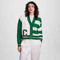 Champion Women's Collegiate Cardigan - White/Green Striped