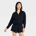 Women's Airy Sleek Pique 1/2 Zip Bubble Hem Collared Pullover Sweatshirt - All In Motion B