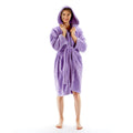 BC BARE COTTON Girls Hooded Robe Microfiber Plush Fleece Bathrobe - Lavender - X-Large (