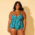 Women's Paisley Print Tankini Top - Shade & Shore Teal Blue/Cream