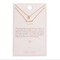 Tiny Tags 14K Gold Ion Plated Faith Bar and Cross Chain Necklace Set 2pc - Gold (Please be