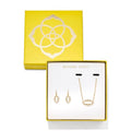 Kendra Scott Crystal Framed Eva Pendant and Emma Huggie Earring Set 2pc - Gold (Please be