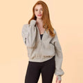 Blogilates Women's Marshmallow Bomber Jacket - Heathered Gray