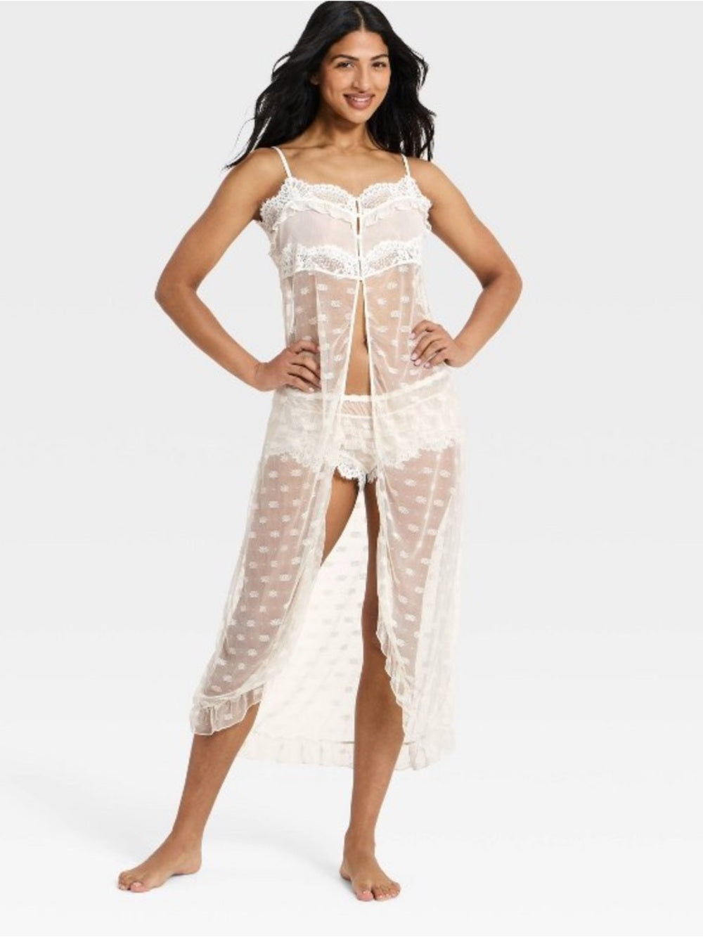 Women's Heirloom Lace Duster Babydoll Top - Auden White