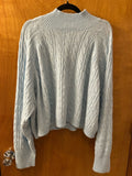 Women's Mock Neck Cable Knit Sweater - JoyLab Light Blue