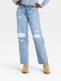 Women's Western Low-Rise Baggy Crafted Jeans - Universal Thread Light Wash