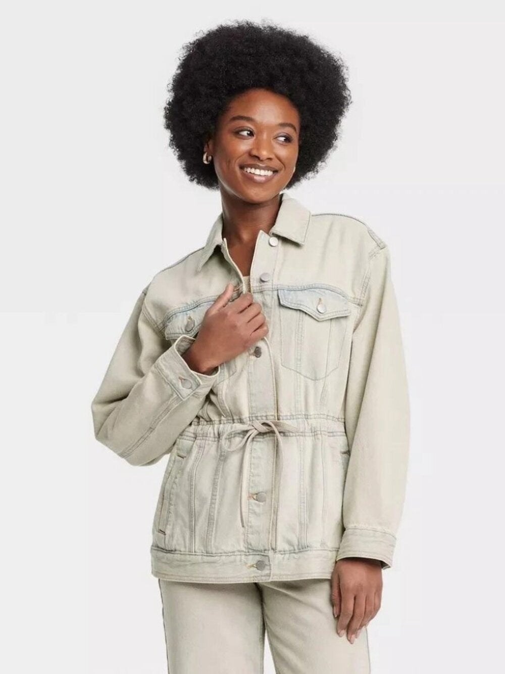 Women's Denim Cinched Jacket - Universal Thread Vintage Wash