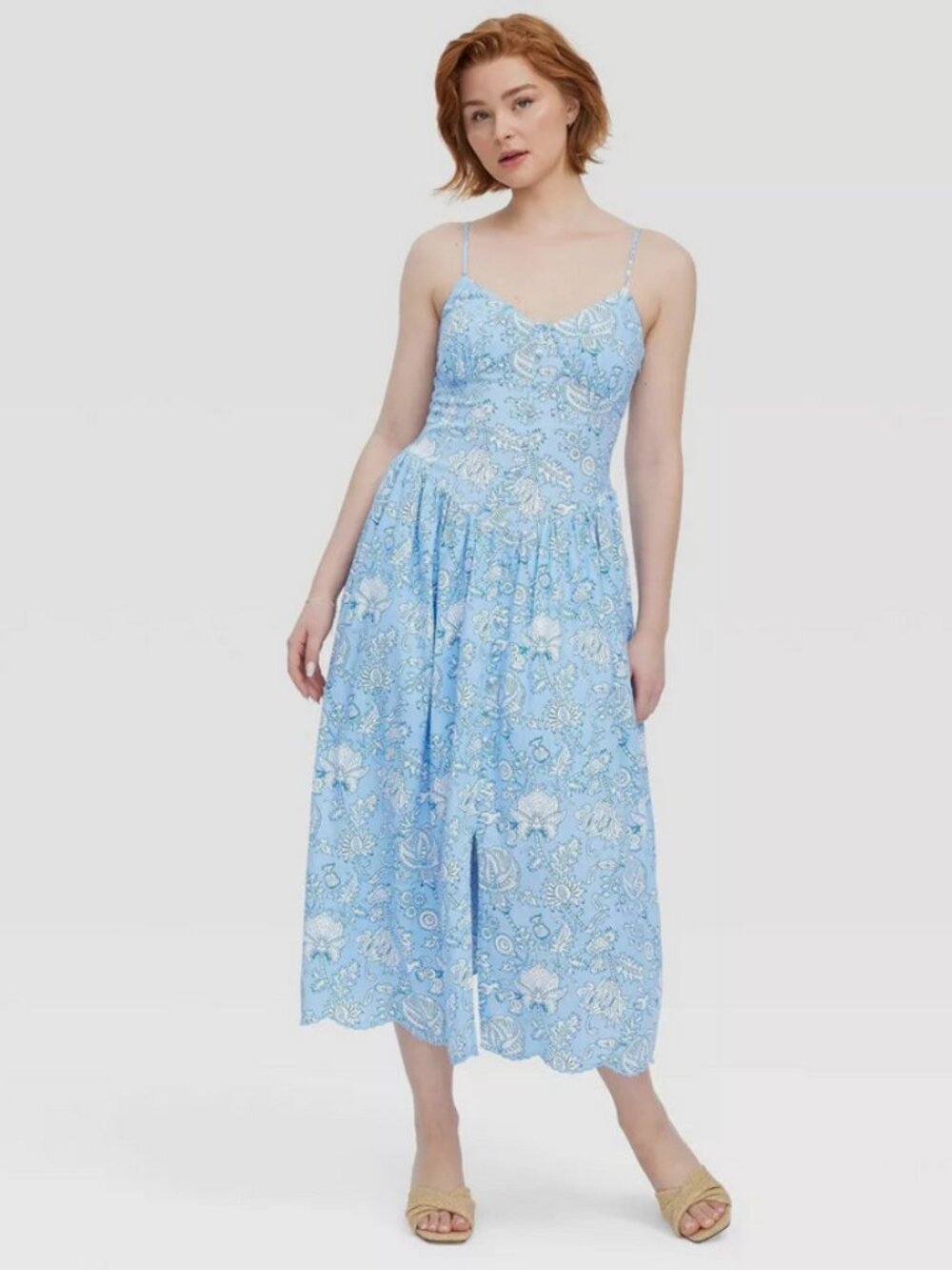 Women's Floral Vines Drop Waist Midi A-Line Dress Blue - Roller Rabbit x Target