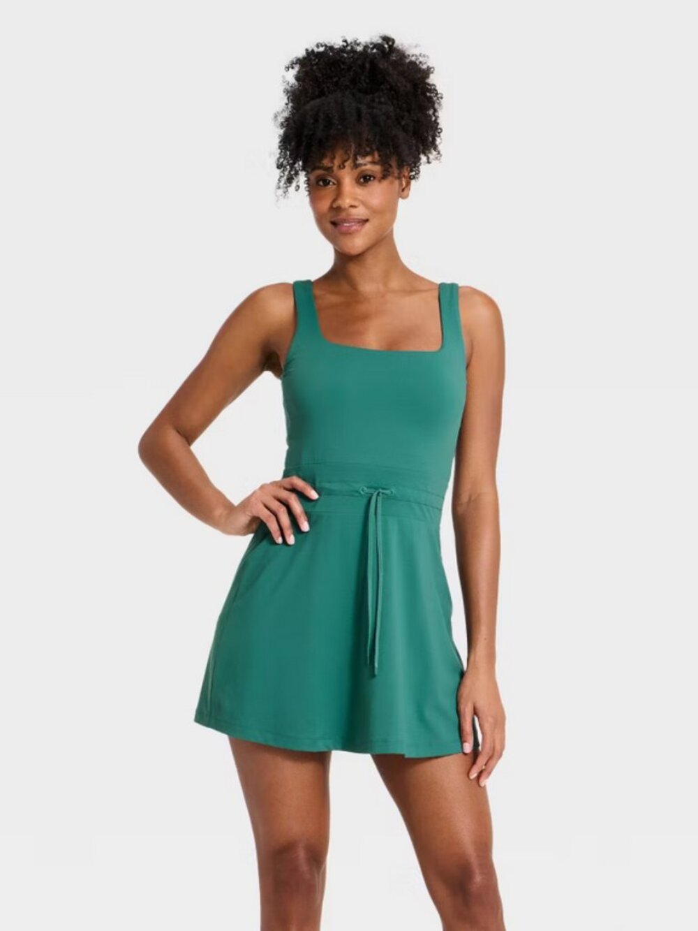 Women's Knit High Neck Active Dress - All In Motion Forest Green Gingham