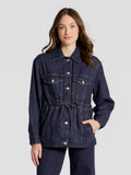 Women's Cinched Waist Trucker Denim Jacket - Universal Thread Dark Wash