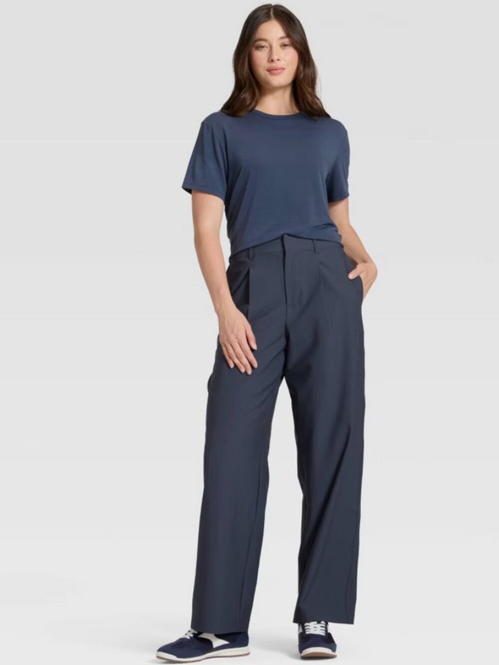 Women's Woven High-Rise Trouser Pants - All In Motion Navy Blue