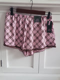 Women's Satin Boxer Pajama Shorts - Wild Fable Pink Plaid