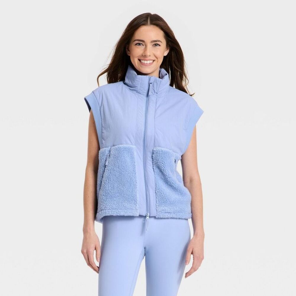 Women's High Pile Vest - JoyLab Periwinkle Blue