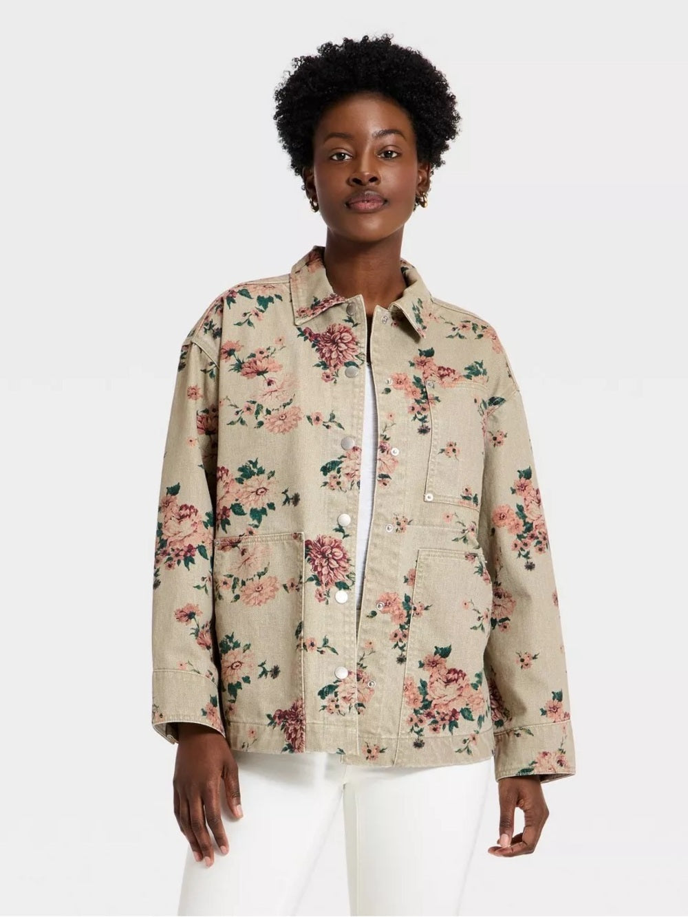 Women's Western Chore Coat - Universal Thread Khaki Floral