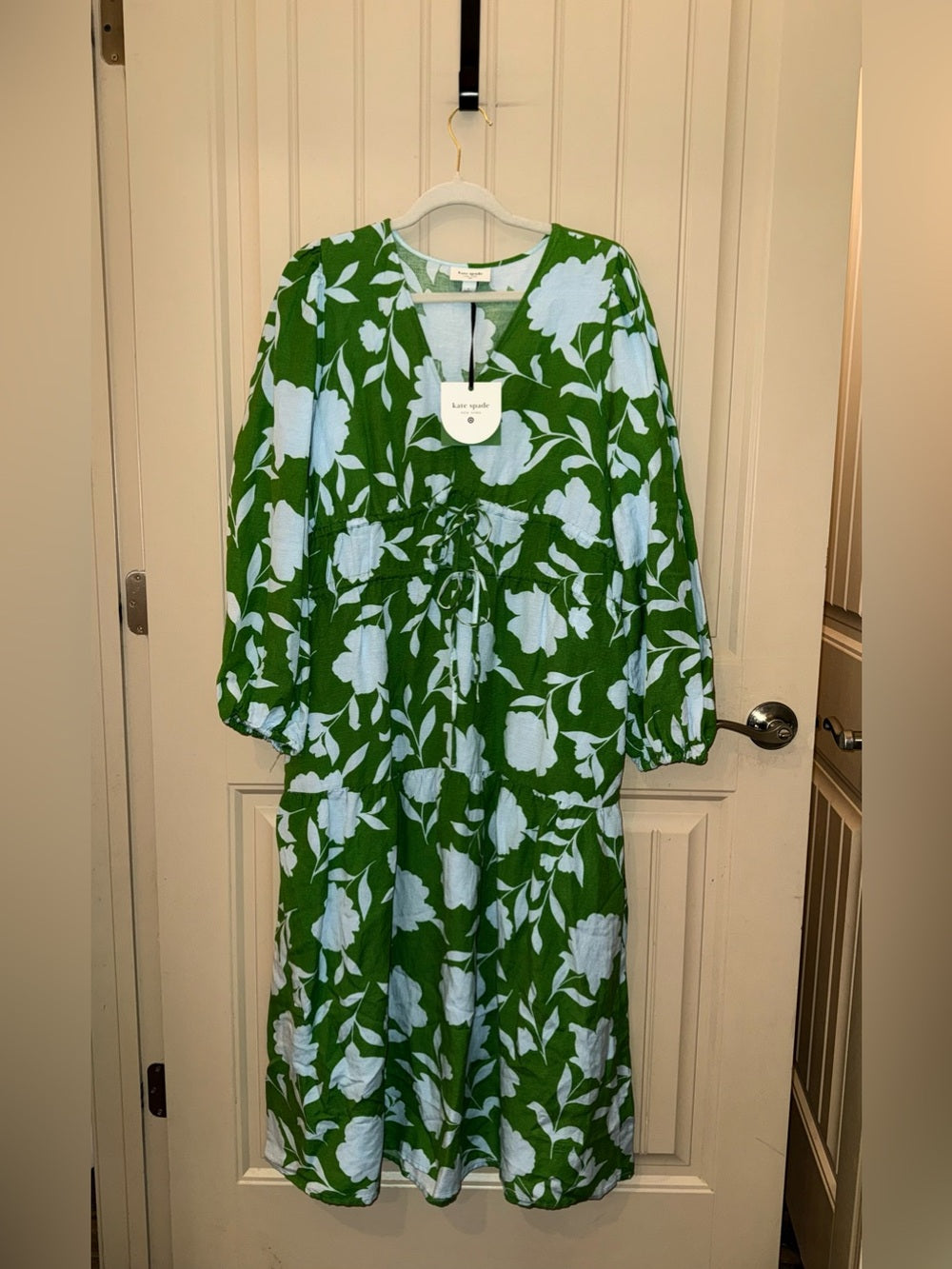 Women's Classic Rose Linen Long Sleeve Maxi Dress - kate spade new york x Target Green/Blu