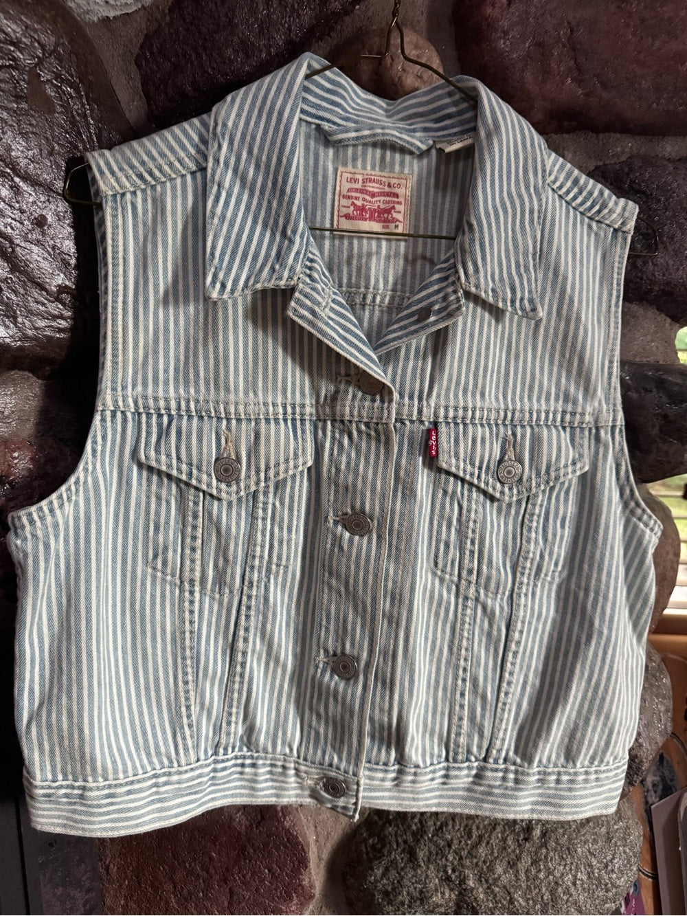 Levi's Women's Shrunken 90's Handywoman Striped Vest - Blue