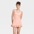 Women's Knit Squareneck Slit Active Dress - JoyLab Coral Orange