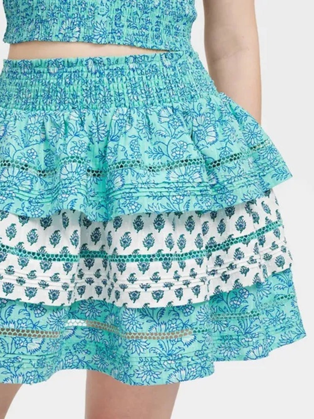 Women's Garden Floral/Bouquet Tiered Mini Skirt Teal - Roller Rabbit x Target