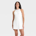Women's Knit High Neck Halter Active Dress - All In Motion White