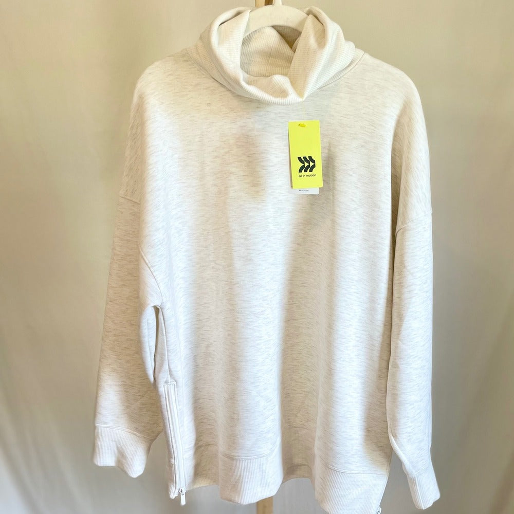 Women's Airy Sleek Funnel Neck Sweatshirt - All In Motion Heather Cream