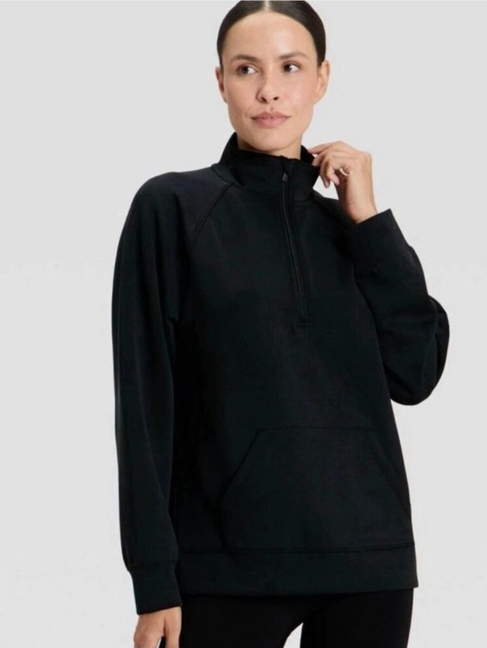 Women's Airy Sleek Legging Friendly Half Zip Sweatshirt - All In Motion Black