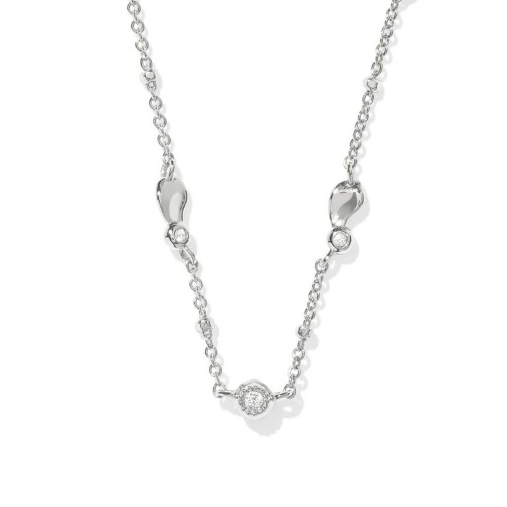 Kendra Scott Lucille Strand Necklace - Silver White Cubic Zirconia