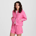 Champion Women's Cropped Hooded Fleece Zip-Up Sweatshirt - Vibrant Pink