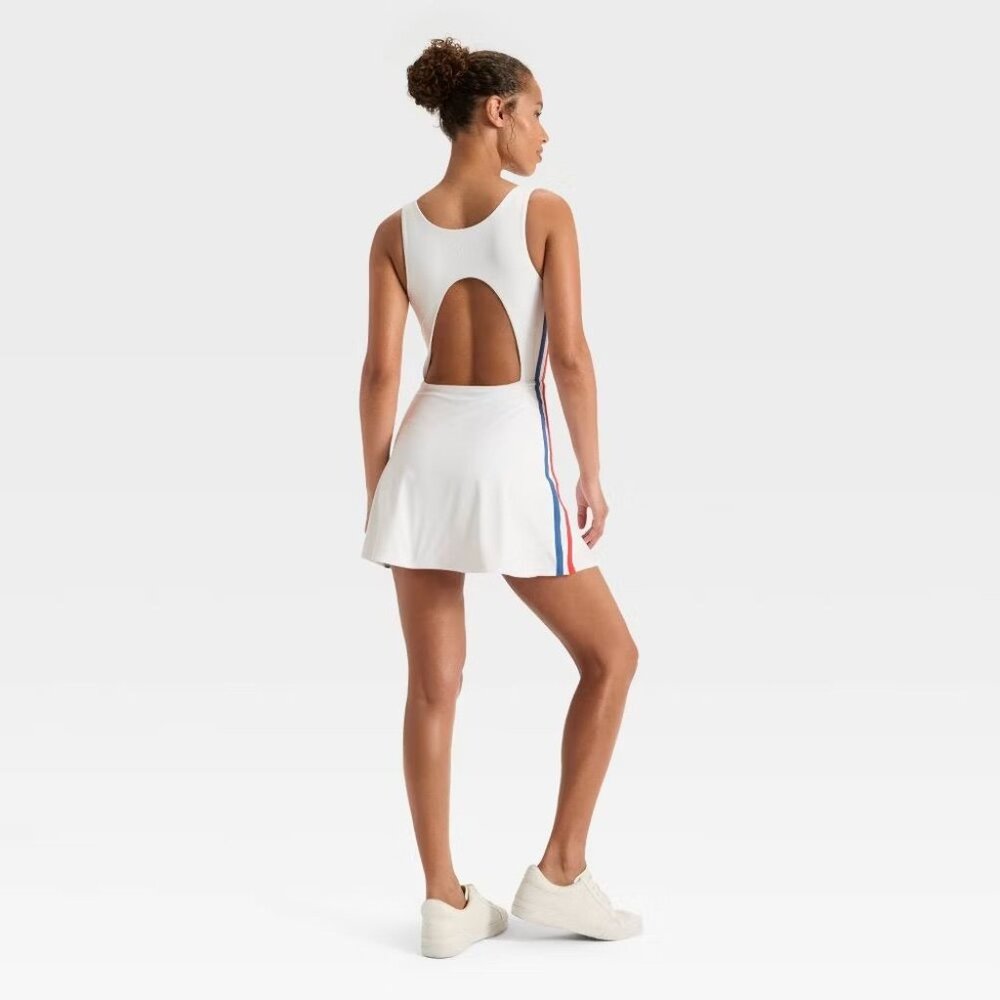 Women's Knit Sporty Contrast Active Dress - JoyLab White