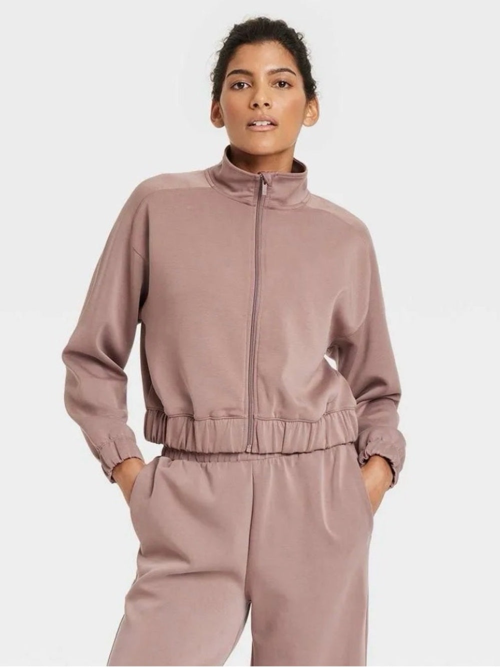 Women's Airy Sleek Long Full Zip Jacket - All In Motion Dark Mauve