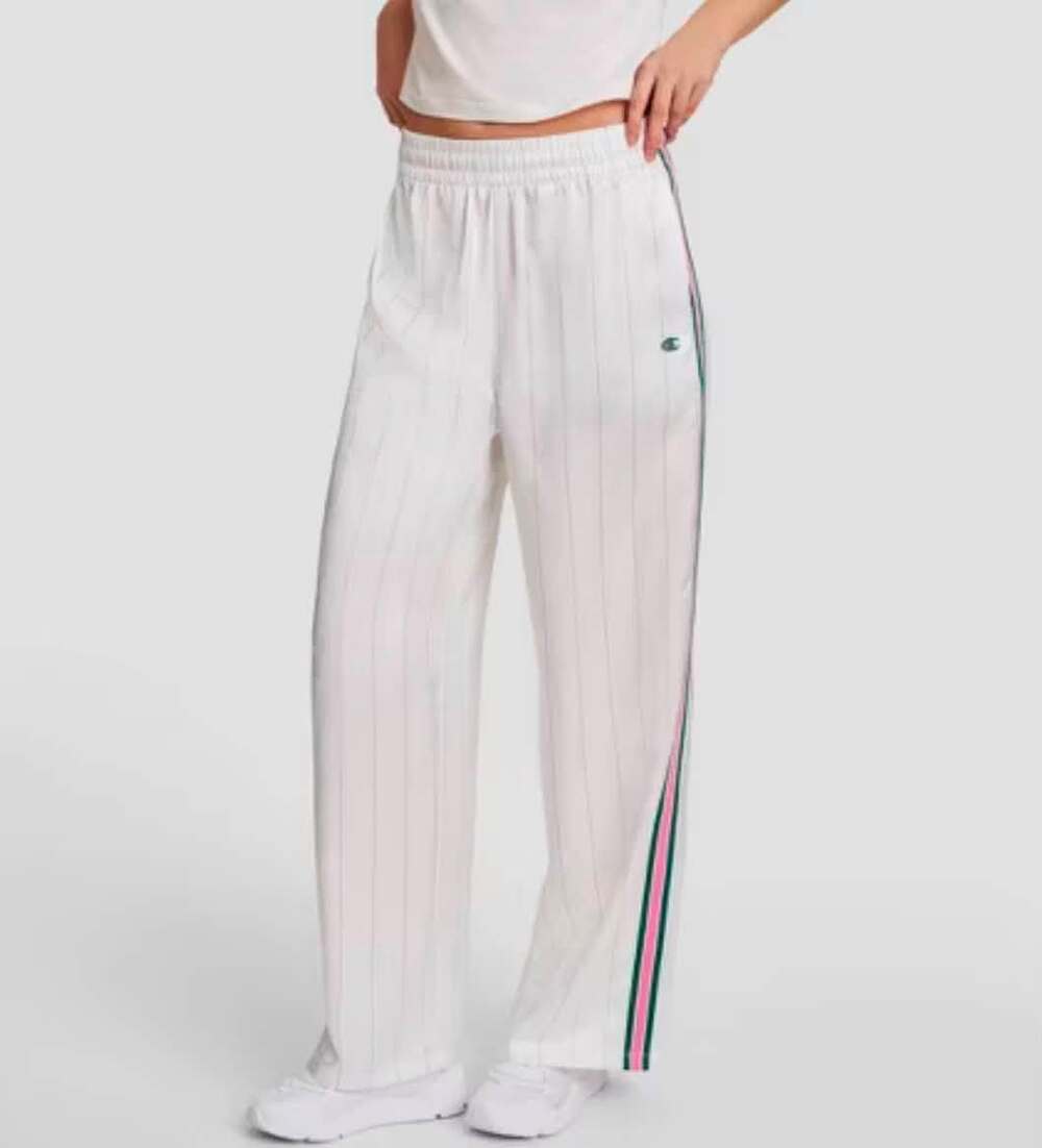 Champion Women's Game Set Match Pants - White Pinstripe L (Please be advised that sets may